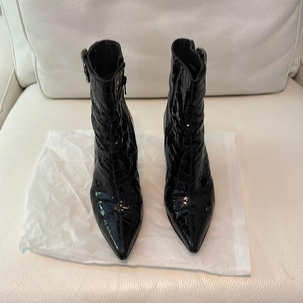 Stuart Weitzman Sleek Black Stiletto Ankle Booties